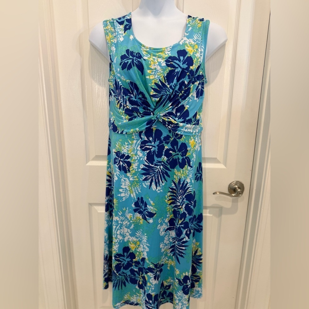 Ruby Rd. Blue and Green Sleeveless Maxi Sundress